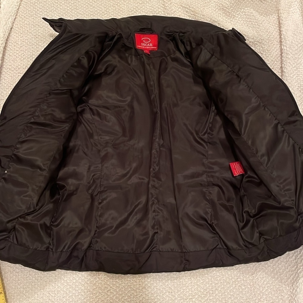 Oscar de la Renta Women's Front Zip Down Puffer Jacket Size Medium Black Winter - Picture 7 of 10